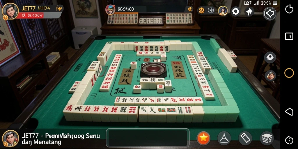 Screenshot gameplay JET77 menampilkan pemain sedang menyusun ubin Mahjong.