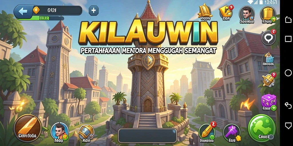 Tampilan gameplay KILAUWIN dengan aksi menara pertahanan yang mendebarkan.