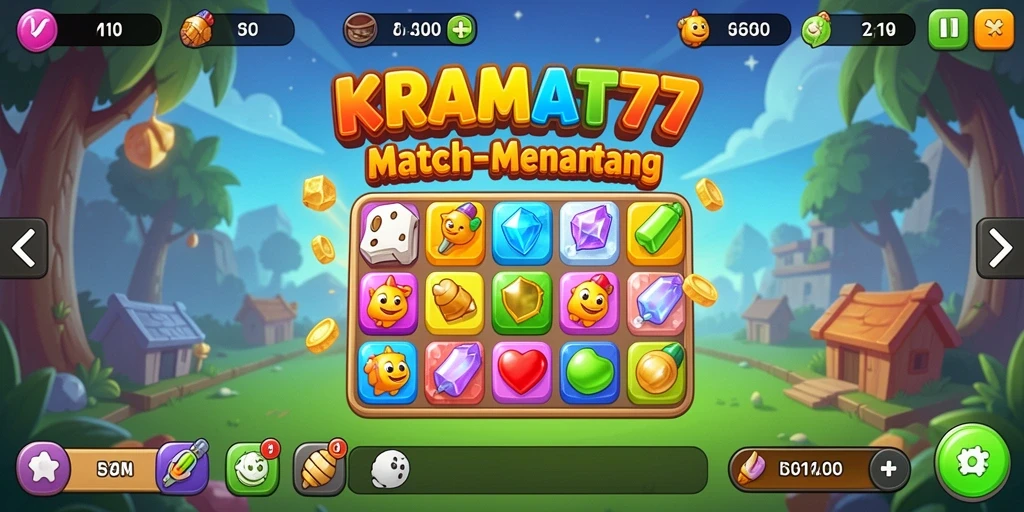 Tampilan gameplay seru KRAMAT77 saat mencocokkan objek.