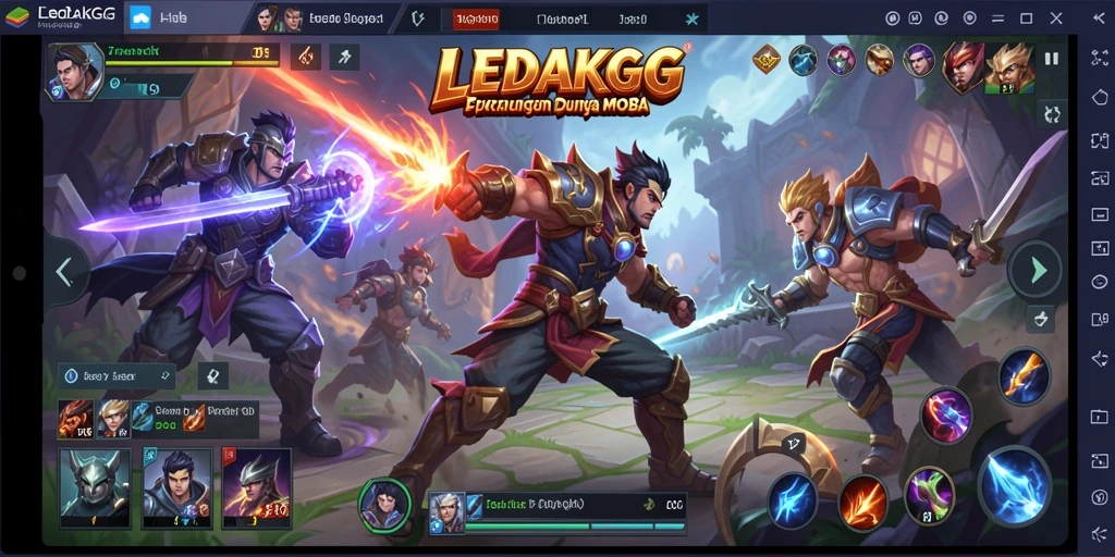 Tampilan seru dalam pertempuran seru di LEDAKGG MOBA.