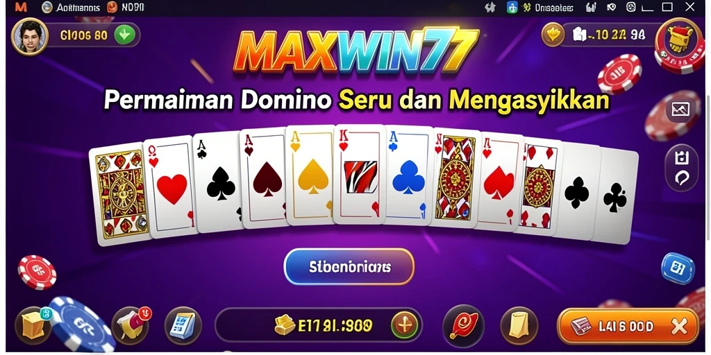Screenshot gameplay MAXWIN77 menampilkan aksi seru permainan domino.