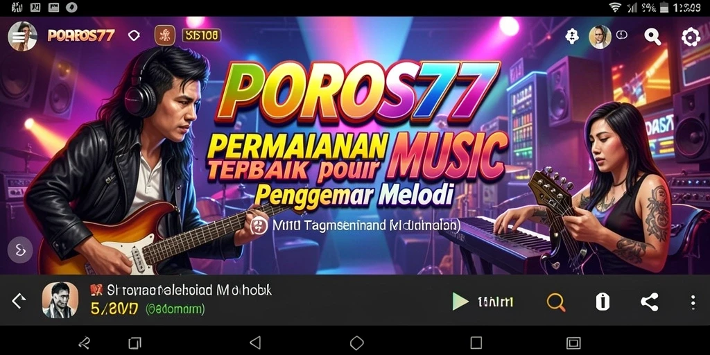 Antarmuka POROS77 dengan gameplay menarik dan berbagai pilihan lagu.