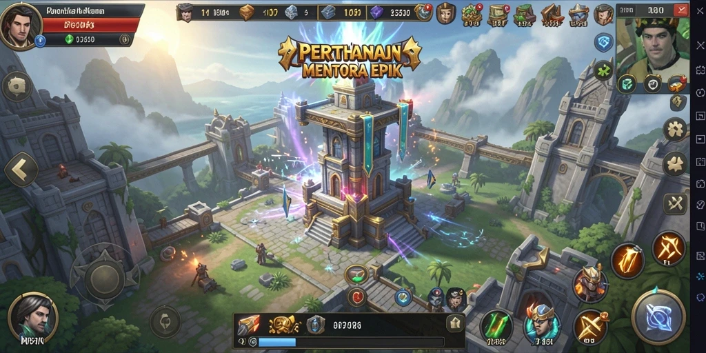 Tampilan gameplay PP7 yang mendebarkan dengan menara dan musuh berwarna-warni.