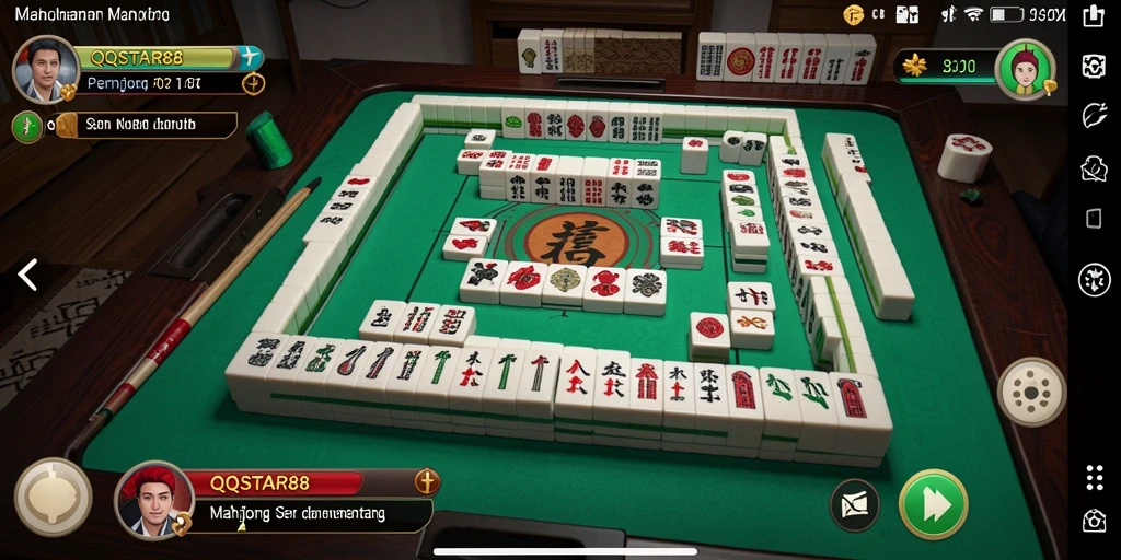Screenshot gameplay QQSTAR88 yang menampilkan suasana permainan Mahjong.