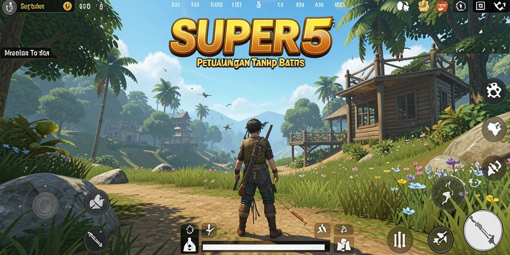 Gameplay SUPER5 yang menampilkan eksplorasi dunia terbuka.