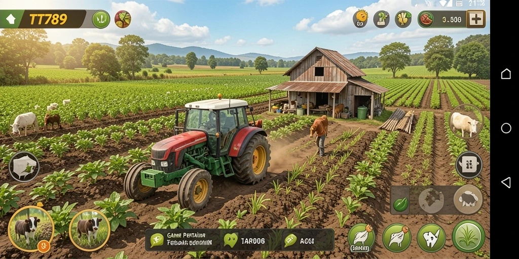 Screenshot utama TT789 menampilkan gameplay bertani yang seru dan menyenangkan.